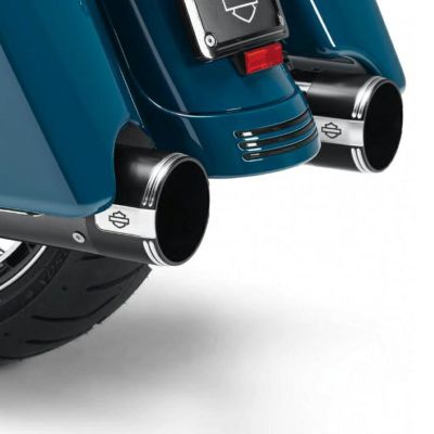 ハーレー M8ツーリング EMPIRE 4.5インチ マフラーエンドキャップ ブラック/シルバー