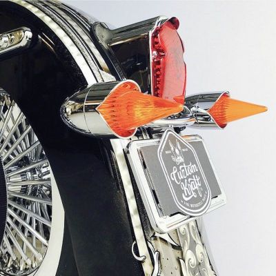 アフターバーナースタイル ウインカーレンズ アンバー クロームベゼル Cuztom Kraft