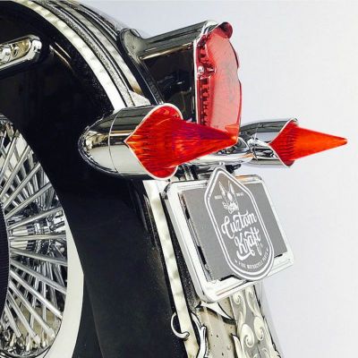 アフターバーナースタイル ウインカーレンズ レッド クロームベゼル Cuztom Kraft