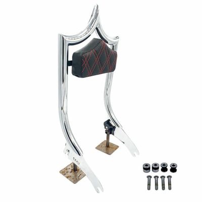 M8ソフテイル エルレイ デタッチャブル バックレストシーシーバー レッドダブルダイアモンドパッド クローム CMC