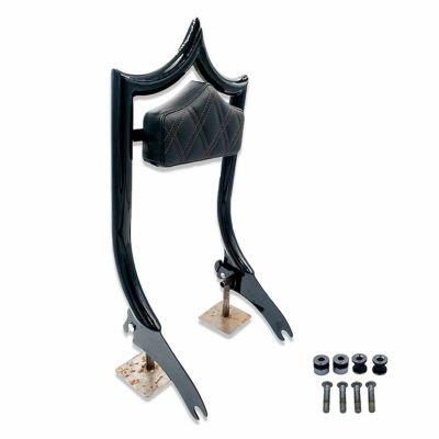 M8ソフテイル エルレイ デタッチャブル バックレストシーシーバー ブラックダブルダイアモンドパッド グロスブラック CMC