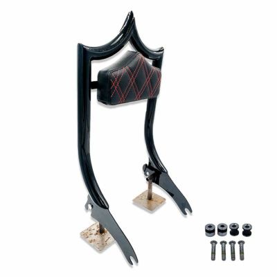 M8ソフテイル エルレイ デタッチャブル バックレストシーシーバー レッドダブルダイアモンドパッド グロスブラック CMC