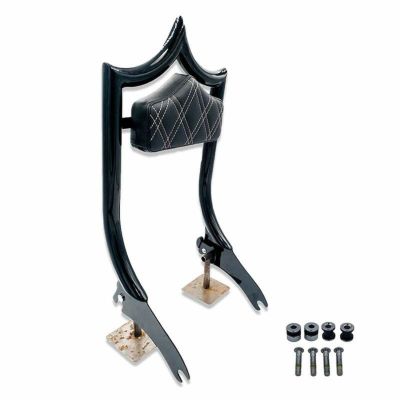 M8ソフテイル エルレイ デタッチャブル バックレストシーシーバー ホワイトダブルダイアモンドパッド グロスブラック CMC