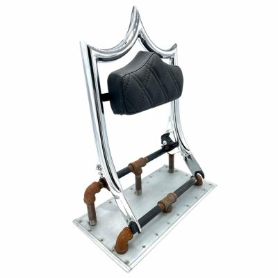 エル・レイ デタッチャブル バックレスト 16インチ クローム ダイヤモンド/ブラックステッチ CMC