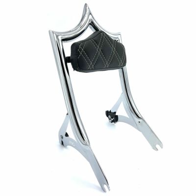 2000～2017 ソフテイル エルレイ デタッチャブルバックレストシーシーバー ホワイトダブルダイアモンドステッチ クローム CMC