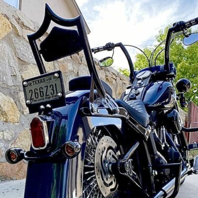 2000～2017 ソフテイル エルレイ デタッチャブルバックレストシーシーバー ブラックダブルダイアモンドステッチ グロスブラック CMC