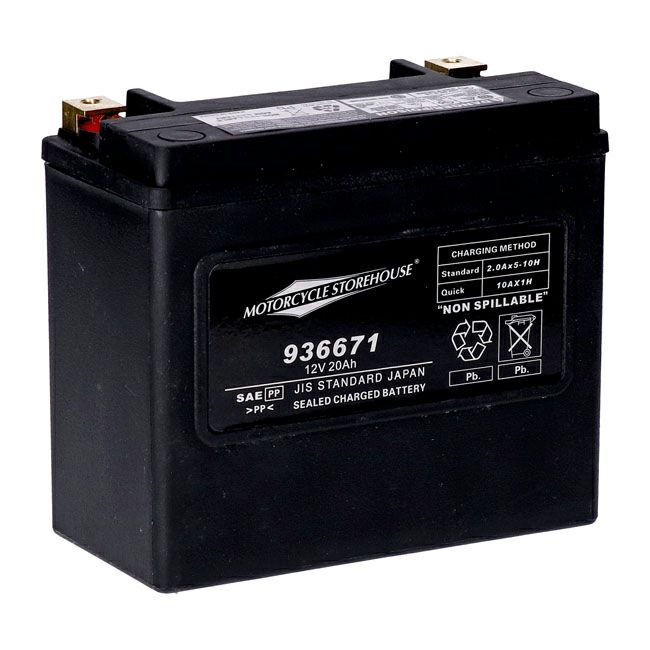 ハーレー ソフテイル、ダイナ、V-ROD用AGMバッテリー 20Ah、320CCA 