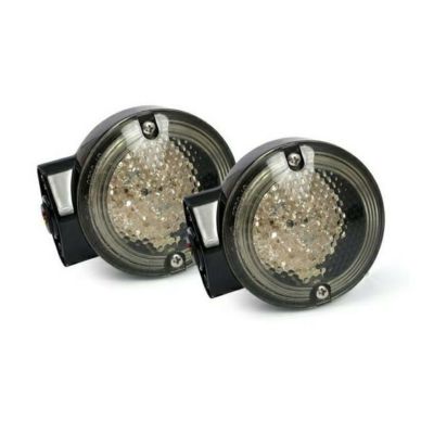 ハーレー ツーリング LEDフラットターンシグナルセット(フロント用) グロスブラック/スモーク