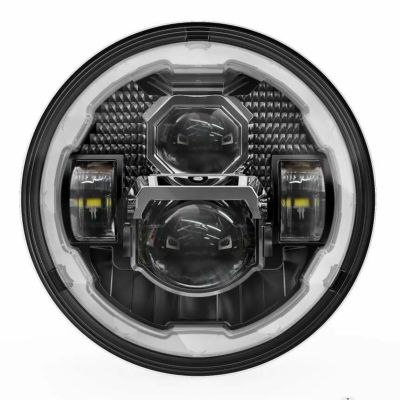 【セール】7インチ LEDヘッドライト HALOリング ブラック World Motor Works