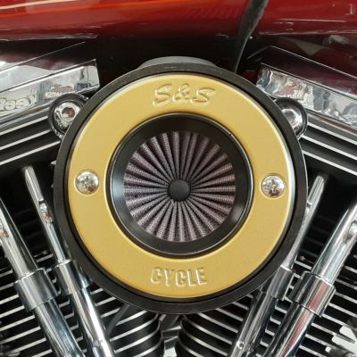 S&S Air Stinger リング付・ステルスエアクリーナー TwinCam電子制御スロットル用 ゴールド