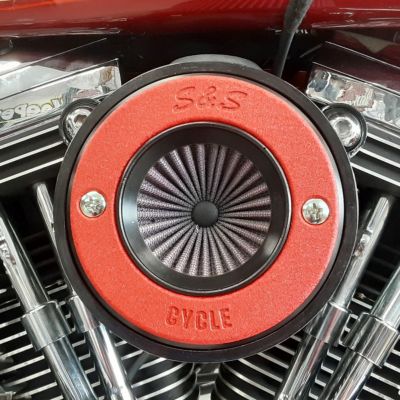 S&S Air Stinger リング付・ステルスエアクリーナー TwinCam電子制御スロットル用 レッド