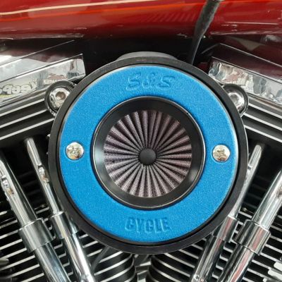 S&S Air Stinger リング付・ステルスエアクリーナー TwinCamケーブルスロットル用 ブルー