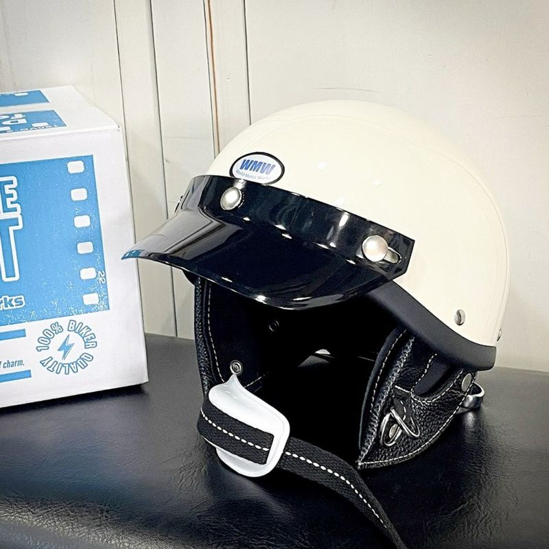 ショーティタイプ ヴィンテージスタイルヘルメット アイボリー M 3