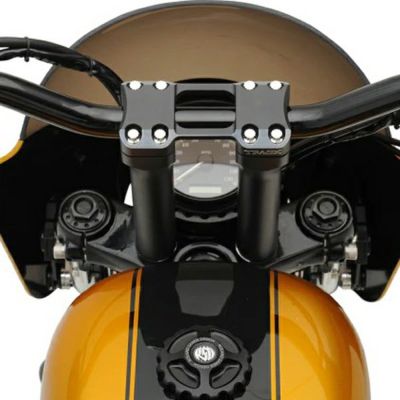ハーレー Assault 8インチ ライザーセット(トップクランプ付) 1インチ径 ブラック/シルバー TRASK