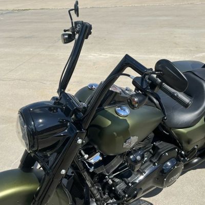 ハーレー ロードキングスペシャル 1.5インチ フラットトップ ハンドルバー/ケーブルキット 14インチ ブラック Fat Baggers
