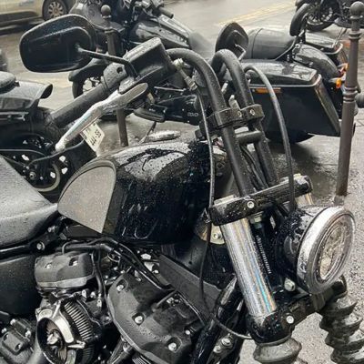 ハーレー 1インチ径 ラビットイアー ハンドルバー(ディンプル有) ブラック TC Bros
