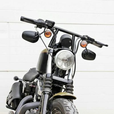 ハーレー 1インチ径 ウィンドウハンドルバー(ディンプル有) ブラック TC Bros
