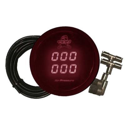 Dirty Works ハーレーエアサスキット用 前後プレッシャーゲージ レッド