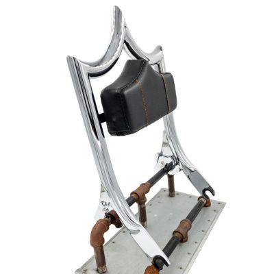 エル・レイ DOS EQUIS デタッチャブル バックレスト 16インチ クローム カーボン/オレンジステッチ CMC