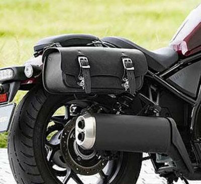 DEGNER マフラーサイド用 レザーサドルバッグ 6L(ブラック)