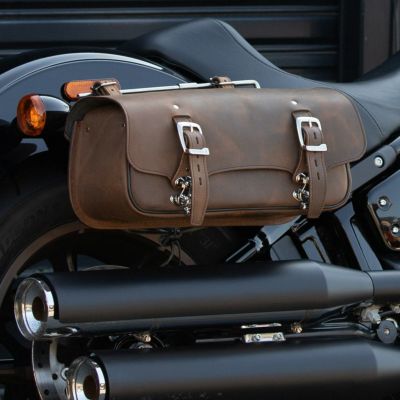 DEGNER マフラーサイド用 レザーサドルバッグ 6L(ブラウン)