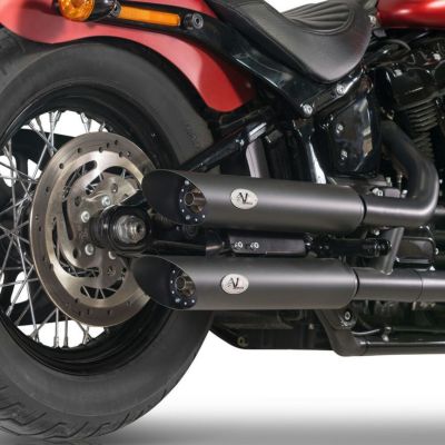 M8 ソフテイル ブレイクアウト、ファットボーイ ツインスラッシュ EURO5 スリップオンマフラー(ブラック) VPERFORMANCE