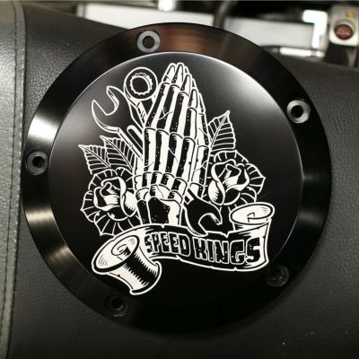 ツインカム ダービーカバー Praying Handsロゴ ブラック Speed Kings
