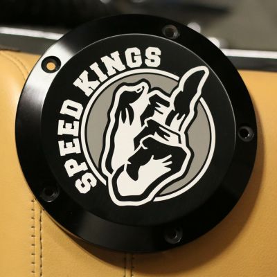 M8ソフテイル ダービーカバー フィンクフィンガーロゴ ブラック Speed Kings