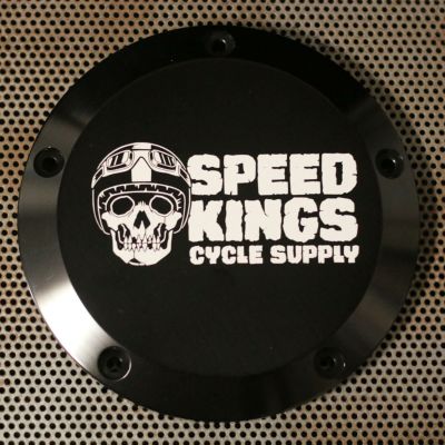 M8ソフテイル ダービーカバー ヘルメットロゴ ブラック Speed Kings