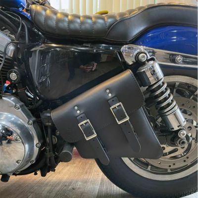 スポーツスター 本革レフト・ソロスイングアームバッグ スモール クイックリリースバックル ブラックステッチ BAD&G CUSTOM