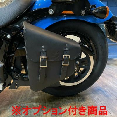 【セール】ソフテイル 本革レフトソロスイングアームバッグ クイックリリースバックル ブラックステッチ BAD&G CUSTOM