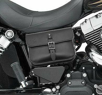 【セール】ダイナ用ボルトオン サイドバッグ 本革 クイックリリースバックル ブラックステッチ BAD&G CUSTOM