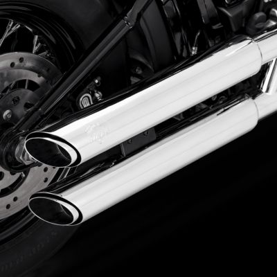 【SALE】M8ソフテイル ツインスラッシュ 3インチ スリップオンマフラー (クローム) PCX仕様 Vance & Hines