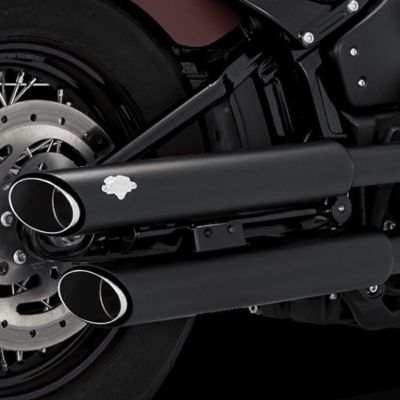 【セール】M8ソフテイル ツインスラッシュ 3インチ スリップオンマフラー (ブラック) PCX仕様 Vance & Hines