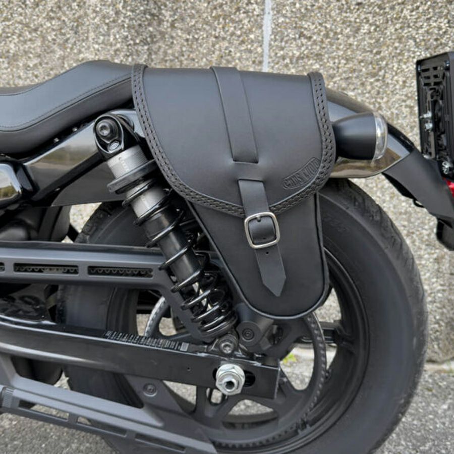 RH1250S、RH975 シングルサイド スイングアームバッグ ブラックレザー 