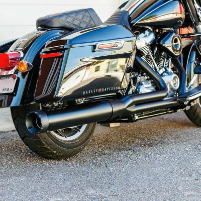 【SALE】M8ツーリング Monarch 2in1フルエキゾーストマフラー ブラック firebrand
