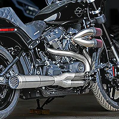 【SALE】M8ソフテイル Grand Prix 2in1フルエキゾースト ステンレスマフラー firebrand