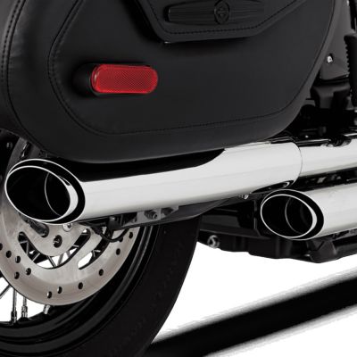 M8ソフテイル ヘリテイジクラシック、デラックス ツインスラッシュ 3インチ スリップオンマフラー (クローム) PCX仕様 Vance & Hines