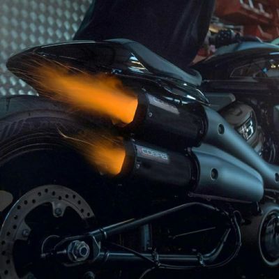 スポーツスターS ハーフフルエキゾーストマフラー(連結パイプ付)/ブラックアウトGPサイレンサー Cobra Sport