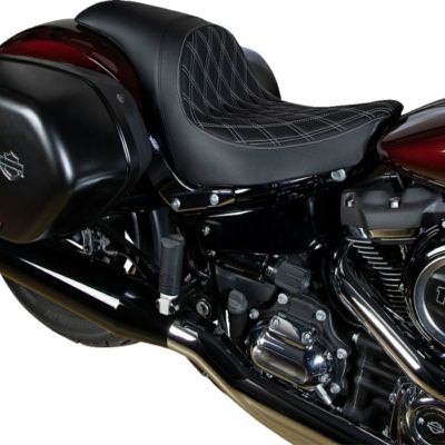 ローライダー/S/ST、スポーツグライド プレデター カスタムシート ダブルダイアモンドステッチ (シルバー) Drag Specialties