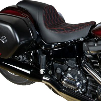 ローライダー/S/ST、スポーツグライド プレデター カスタムシート ダブルダイアモンドステッチ (レッド) Drag Specialties