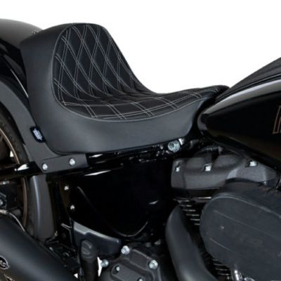 ローライダー/S/ST、スポーツグライド ソロシート ダブルダイアモンドステッチ (シルバー) Drag Specialties
