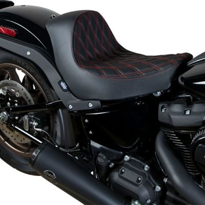ローライダー/S/ST、スポーツグライド ソロシート ダブルダイアモンドステッチ (レッド) Drag Specialties