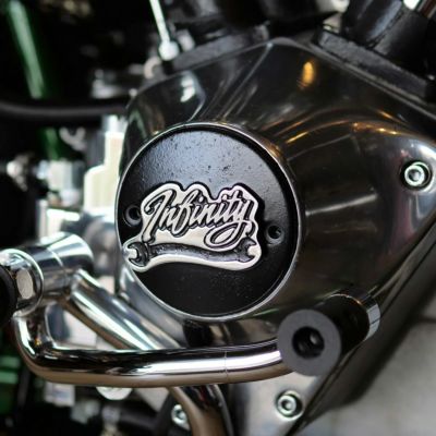 スポーツスター、1970～1999 ビッグツイン ポイントカバー 横穴タイプ (半艶ブラック/ポリッシュ)  INFINITY