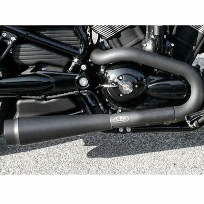 2002～2009 V-Rod 4.5インチ スリップオンマフラー スムースチップ セラミックブラック CFR