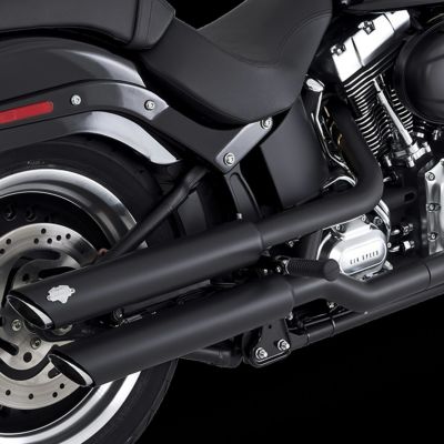 【SALE】2007～2017 ファットボーイ/ロー ツインスラッシュ 3インチ スリップオンマフラー (マットブラック) PCX Vance & Hines