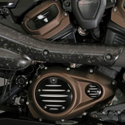 スポーツスターS、ナイトスター、パンアメリカ クラッチカバー (ブラック/シルバー) SPEEDRA