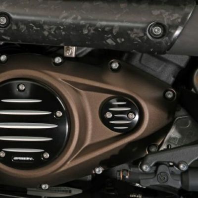 スポーツスターS、ナイトスター、パンアメリカ イグニッションカバー (ブラック/シルバー) SPEEDRA