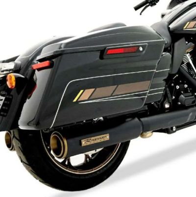 M8ツーリング 4.5インチ HP45 スリップオンマフラー ブラック/ブロンズエンド RINEHART