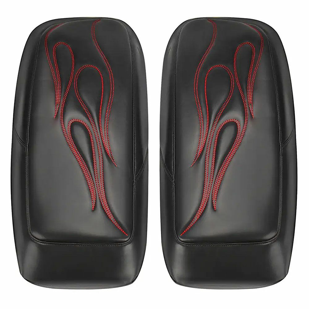 ツーリング サドルバッグリッドカバー レッドフレイムステッチ